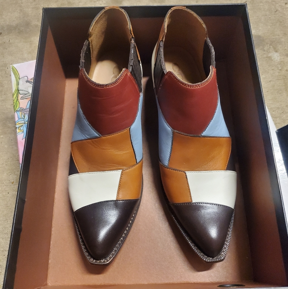 Coach patchwork booties